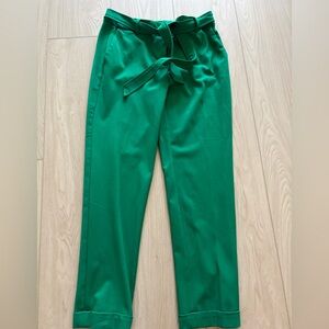 LOFT Kelly Green Tie-Waist Straight Leg Pants